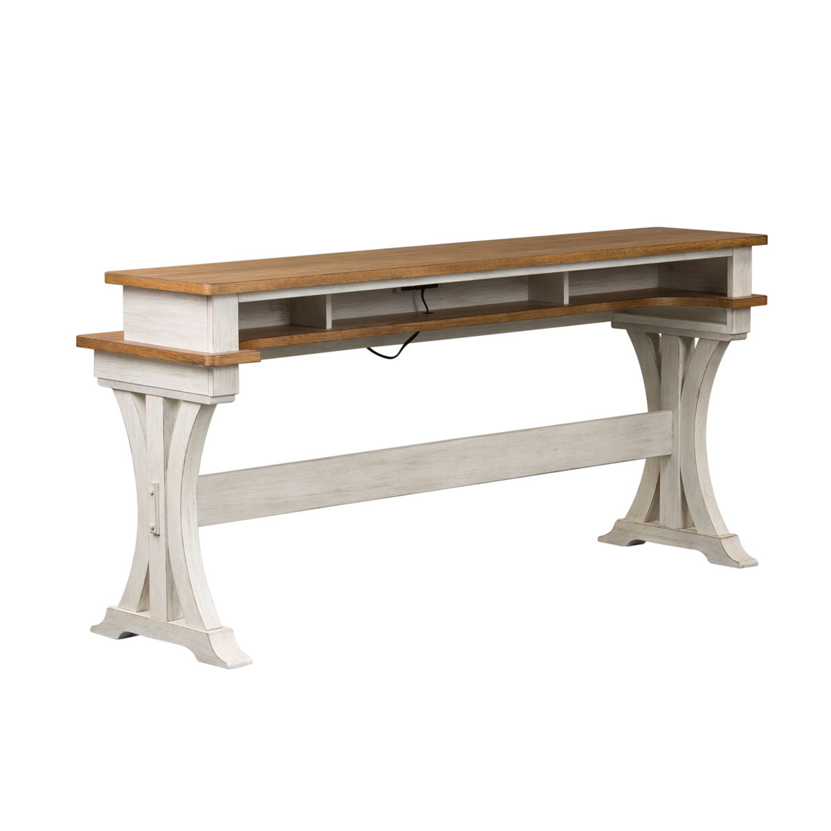 Farmhouse Reimagined - Console Bar Table - Antique White / Chestnut Tops - Image 3