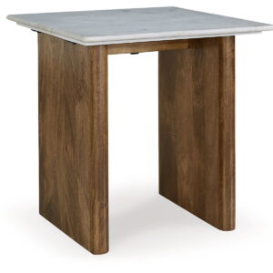 Isanti - Rectangular End Table - Light Brown / White