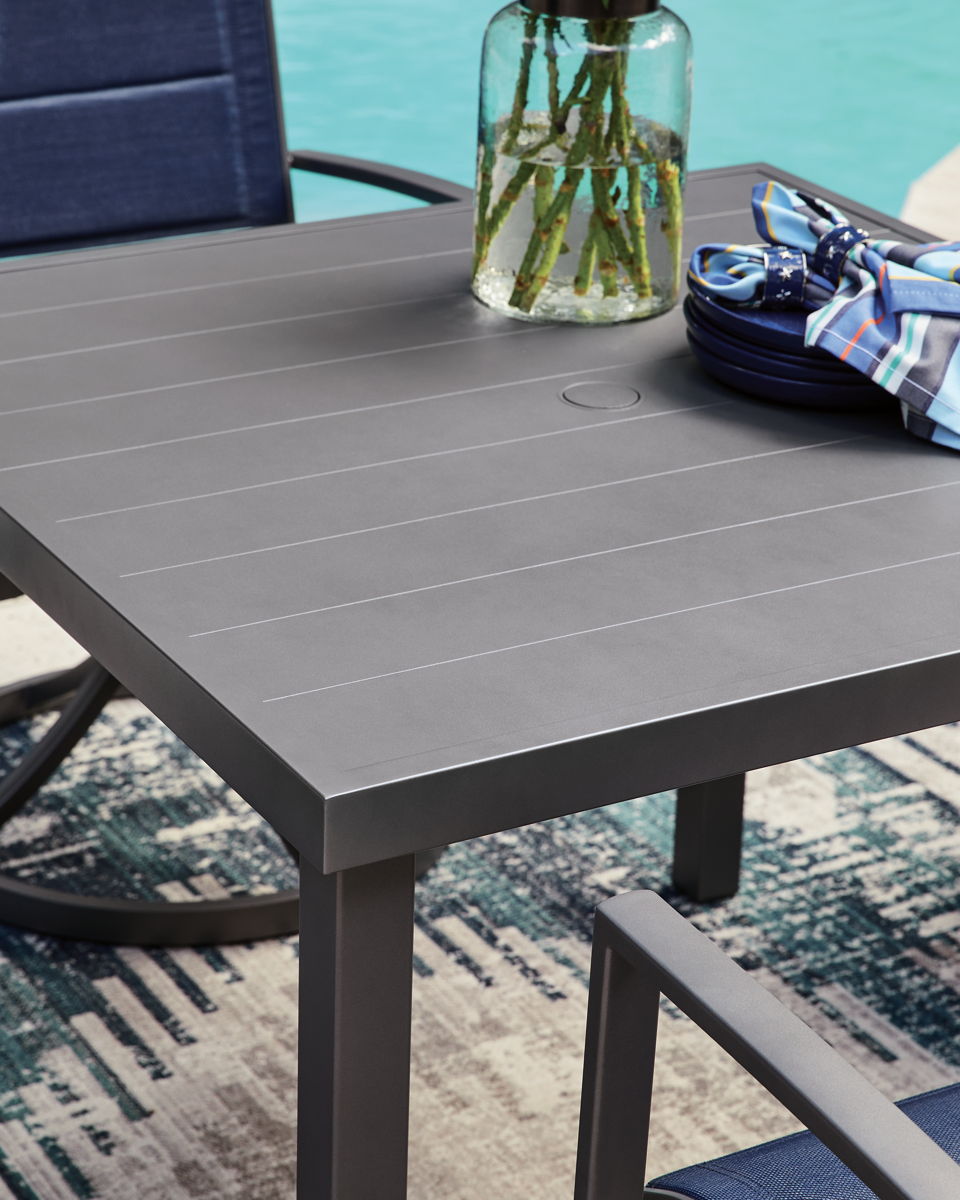 Rocky Creek - Square Dining Table With Umbrella Option - Gray - Image 3