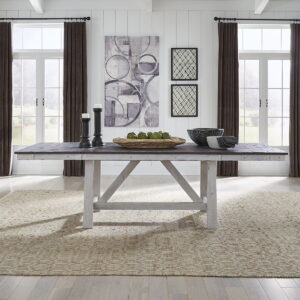 Farmhouse - Trestle Table - Two Tone White / Wood Tone