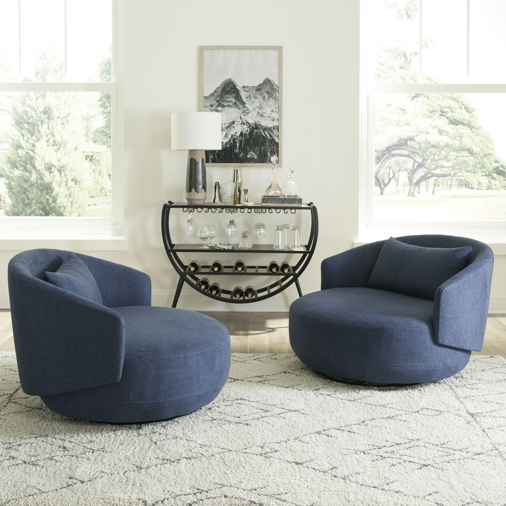 Haley - Upholstered Swivel Cuddler Chair - Image 12