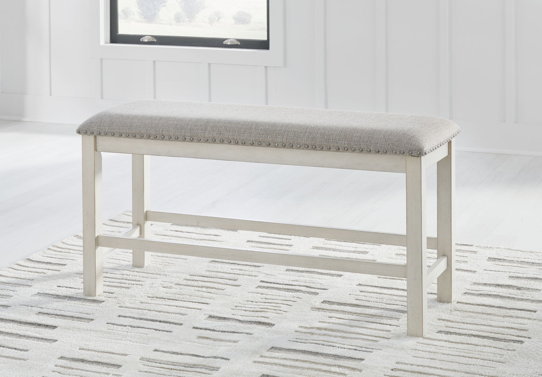 Robbinsdale - Dbl Counter Height Upholstered Dining Bench - Antique White - Image 6