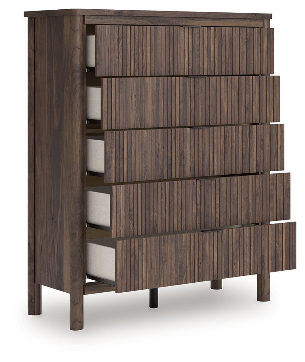 Pamytta - Five Drawer Wide Chest - Brown - Image 3