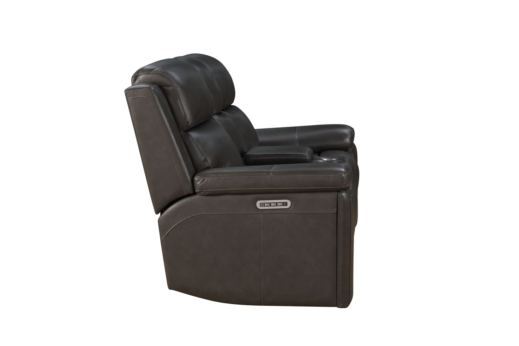 Leon - Power Console Loveseat Recliner With Power Headrest, Power Lumbar, Heat And Massage - Smokey Gray - Image 6