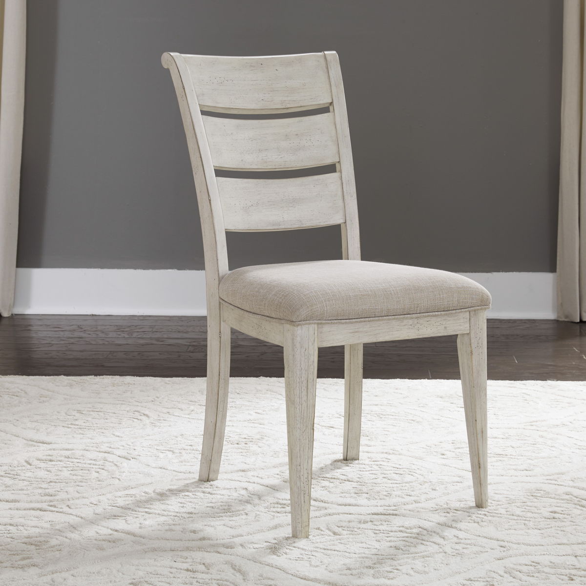 Farmhouse Reimagined - Ladder Back Upholstered Side Chair - White - Image 8