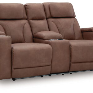 Clean-Slate - Power Reclining Loveseat With Console / Adj Headrest - Caramel