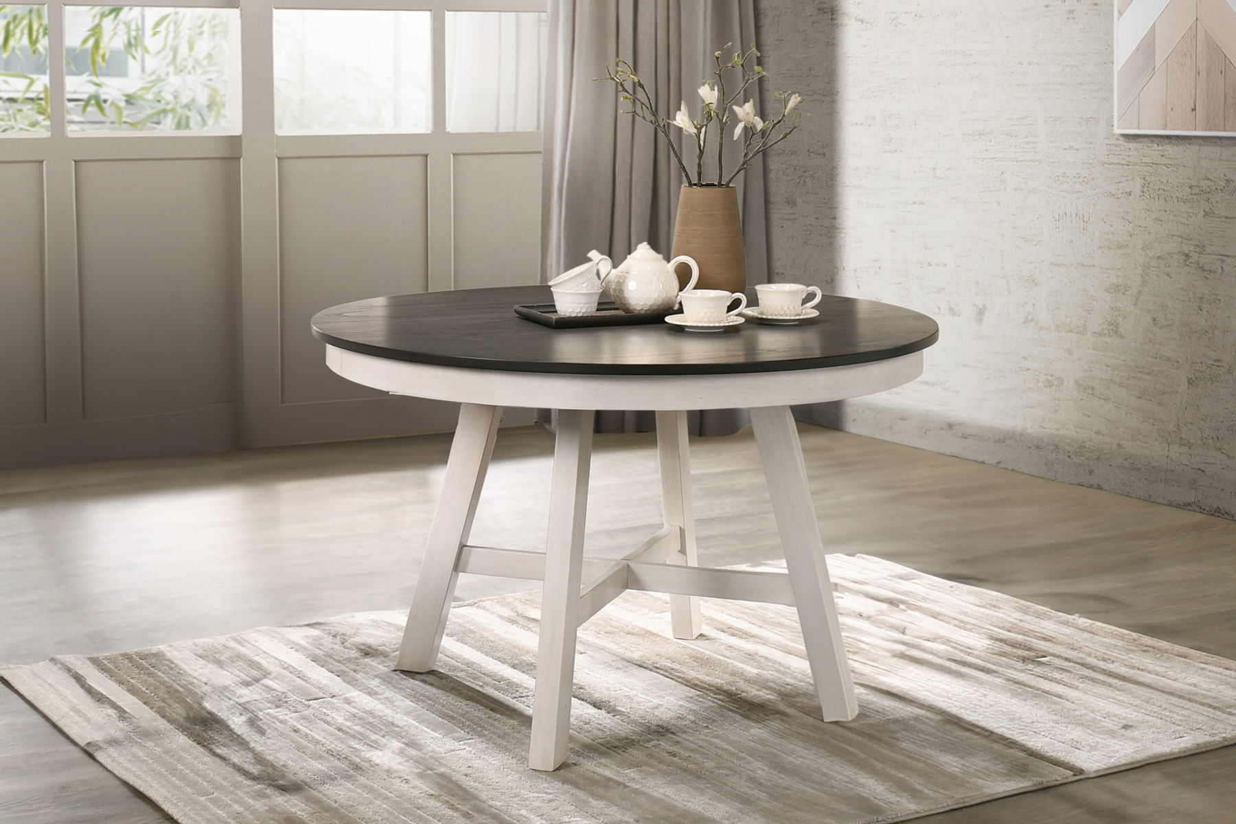 Maisie - Round Table - White / Brown - Image 3