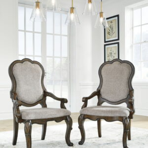 Maylee - Dining Upholstered Arm Chair (Set of 2) - Dark Brown