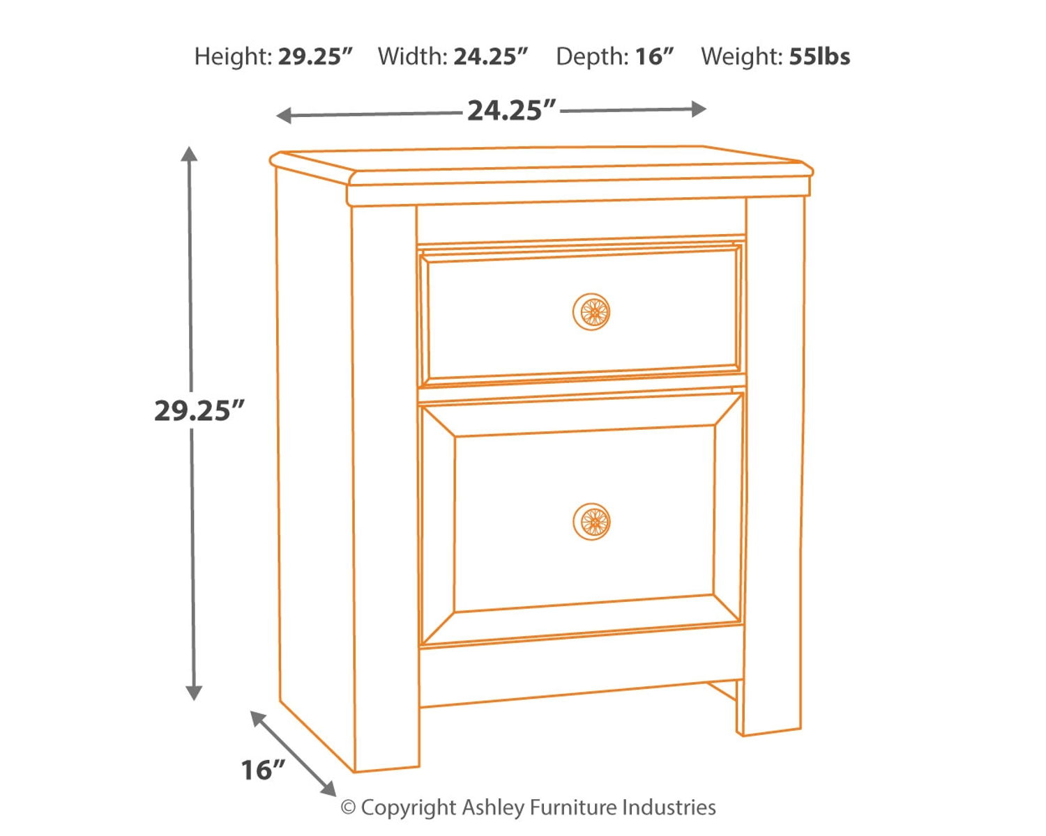Paxberry - Two Drawer Night Stand - Whitewash - Image 10