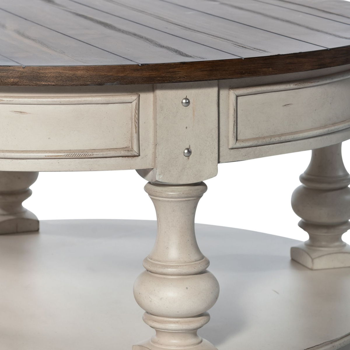 Morgan Creek - Round Cocktail Table - Antique White / Wirebrushed Tobacco Accents - Image 5