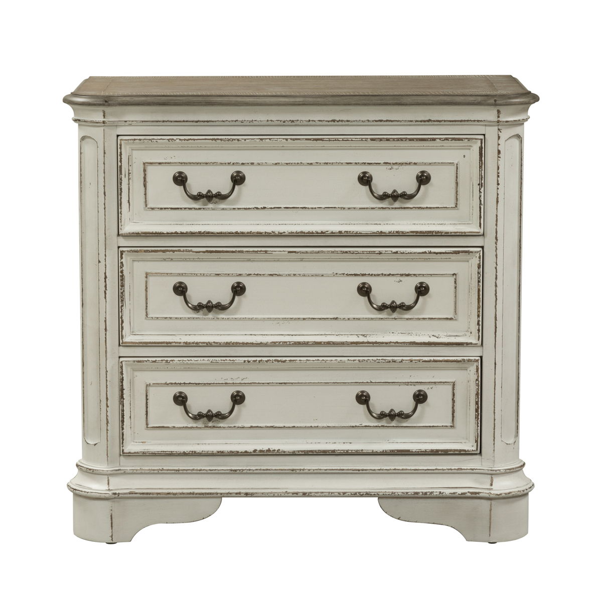 Magnolia Manor - 3 Drawer Bedside Chest With Charging Station - White - Image 2
