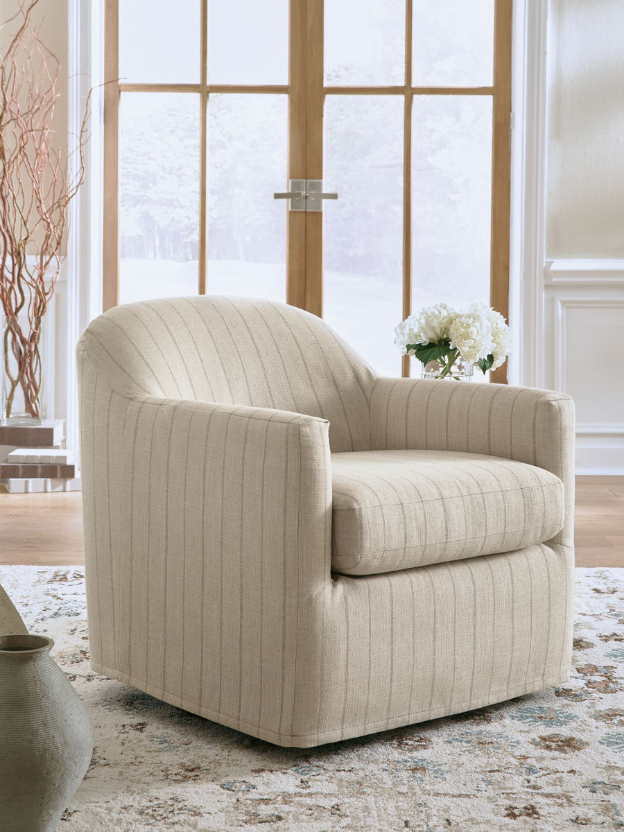 Valwick - Swivel Accent Chair - Cream / Brown - Image 6