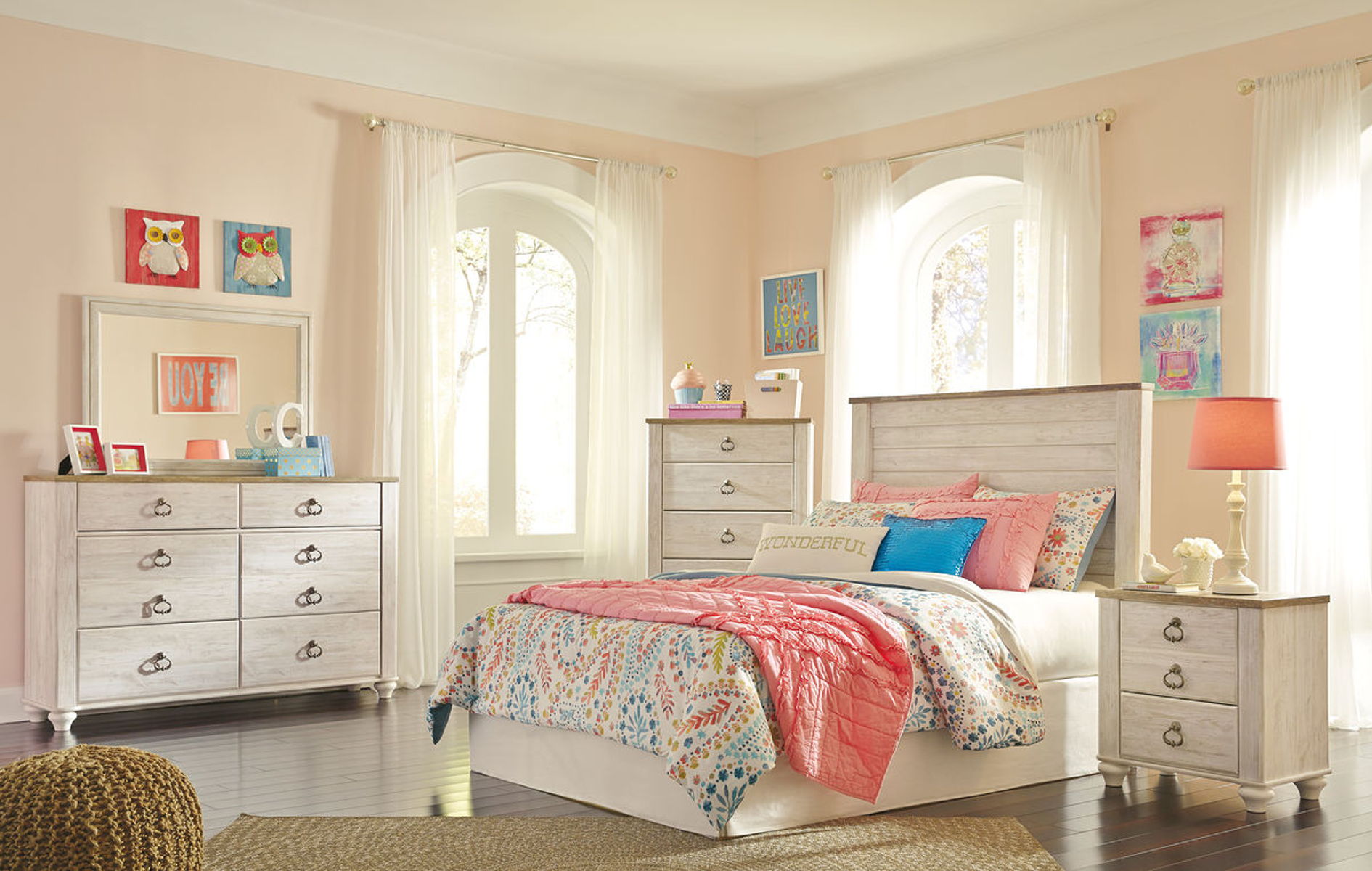 Willowton - Panel Headboard With Bolt On Bed Frame - Image 2