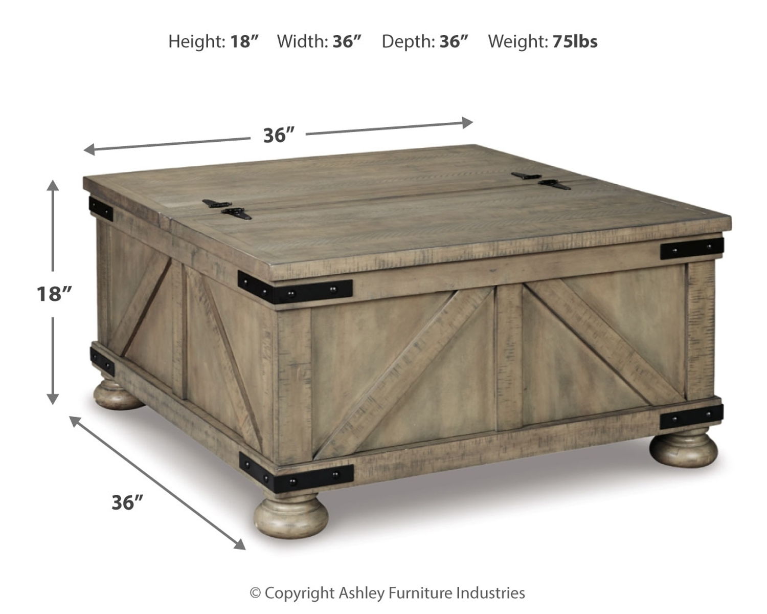 Aldwin - Cocktail Table With Storage - Square - Gray - Image 11