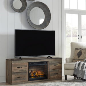 Trinell - TV Stand With Electric Fireplace - Brown