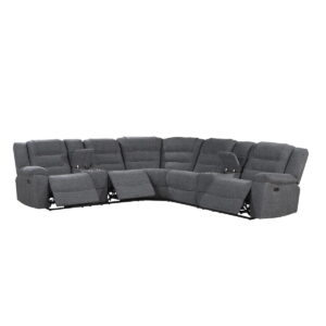 Redondo - Power 3 Piece Ssectional (2 Loveseats & Wedge) - Dark Gray