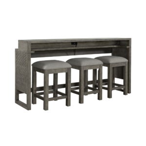 Bartlett Field - 4 Piece Living Room Set (Console Bar Table & 3 Console Stools) - Gray