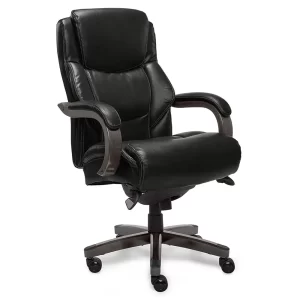 Delano Big & Tall Executive Office Chair, Jet Black with Distressed Wood