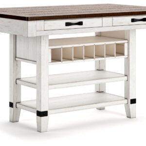 Valebeck - Rect Dining Room Counter Table With Wine Rack