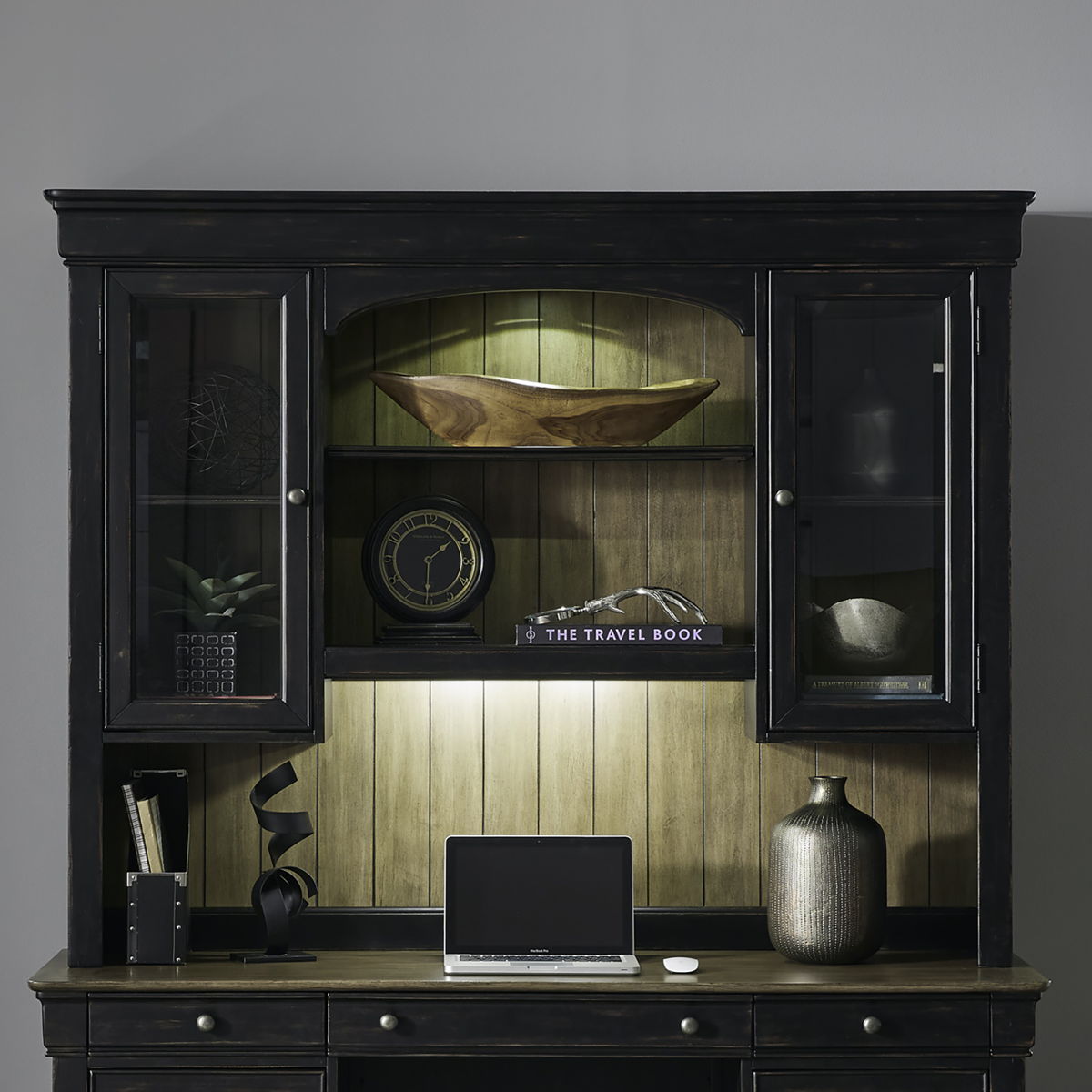 Meritage - Jr Executive Credenza Hutch - Aged Charcoal - Image 4
