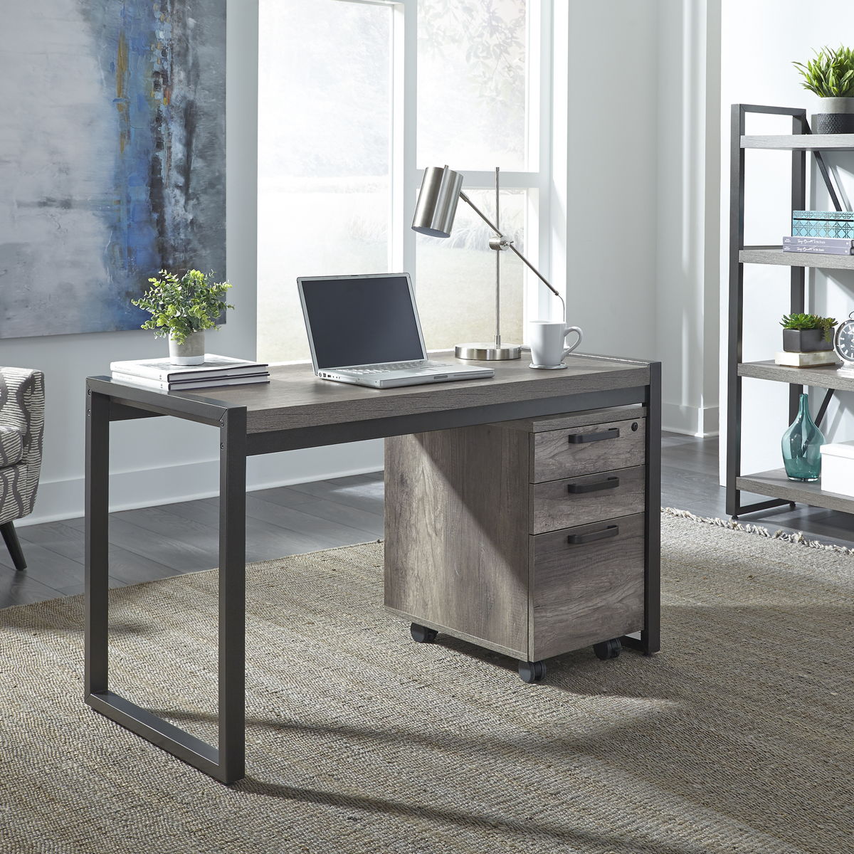 Tanners Creek - 2 Piece Home Office Desk Set - Graystone