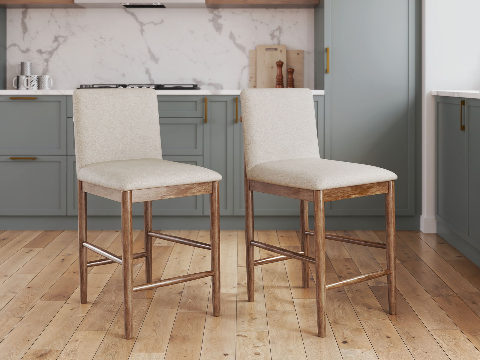 Isanti - Upholstered Barstool (Set of 2) - Light Brown - Image 2