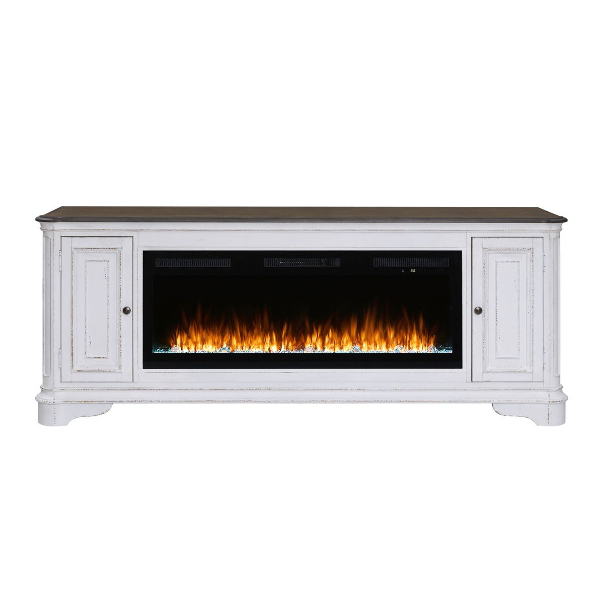 Fireplace TV Consoles - 244 82" Console With Fire FTS - White - Image 3
