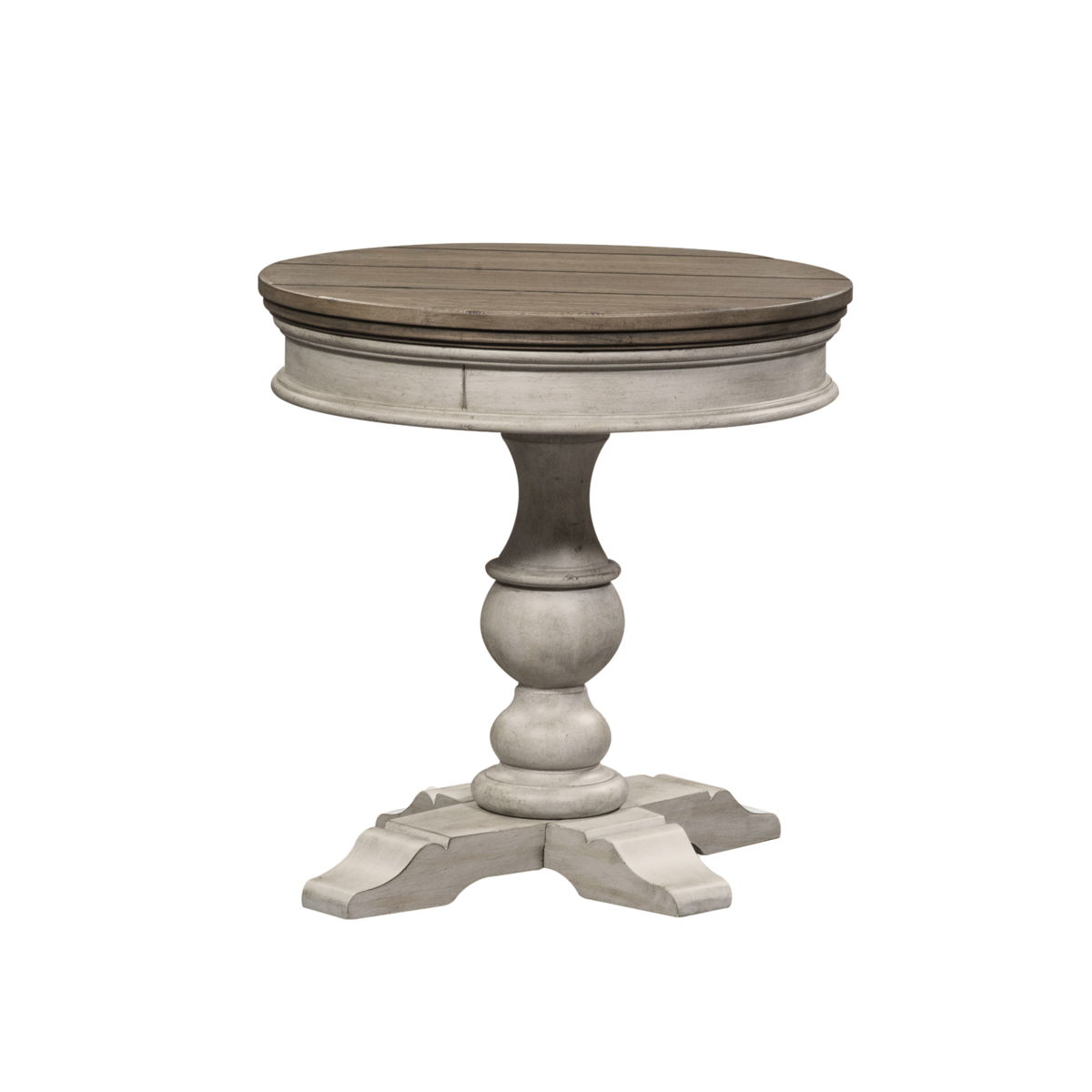 Heartland - Round Pedestal Chair Side Table - Antique White / Tobacco Tops - Image 5
