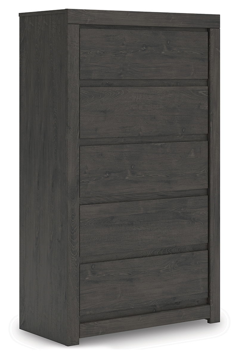 Fraluna - Five Drawer Chest - Charcoal