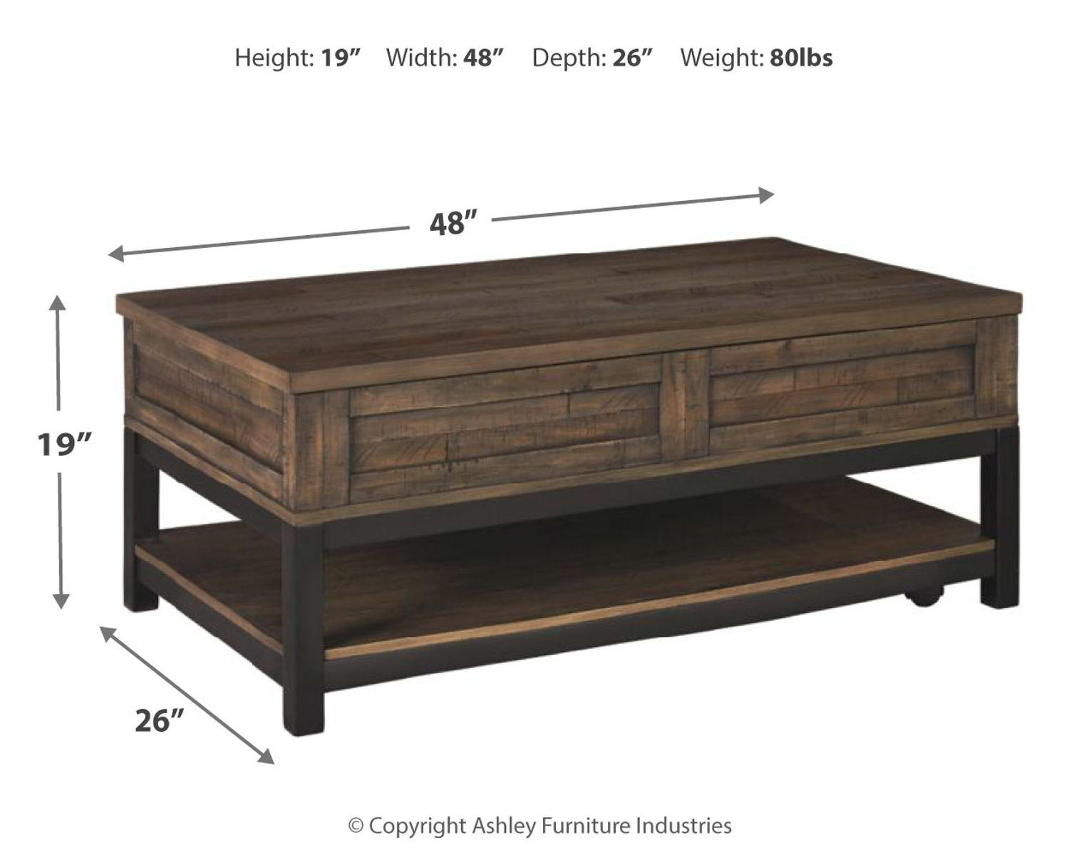 Johurst - LIFT TOP COCKTAIL TABLE - Grayish Brown - Image 7