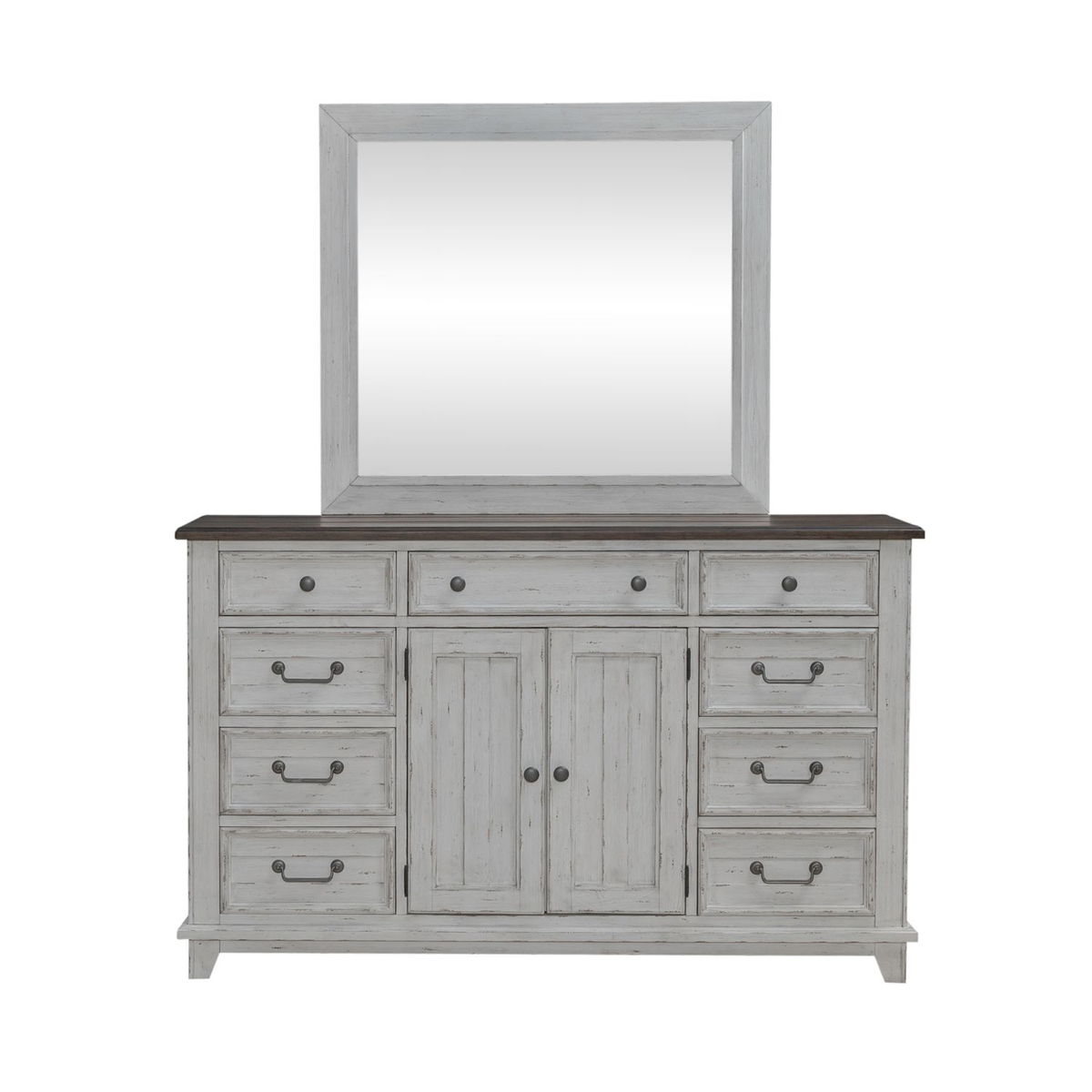 River Place - Dresser & Mirror - Riverstone White & Tobacco - Image 5