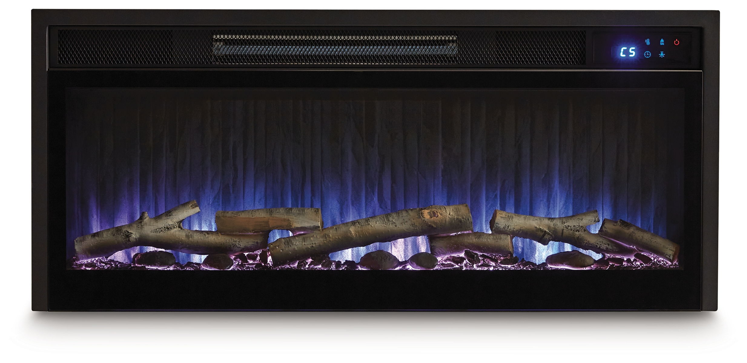 Entertainment Accessories - Fireplace Insert With Faux Birch Log Set - Black - Image 7