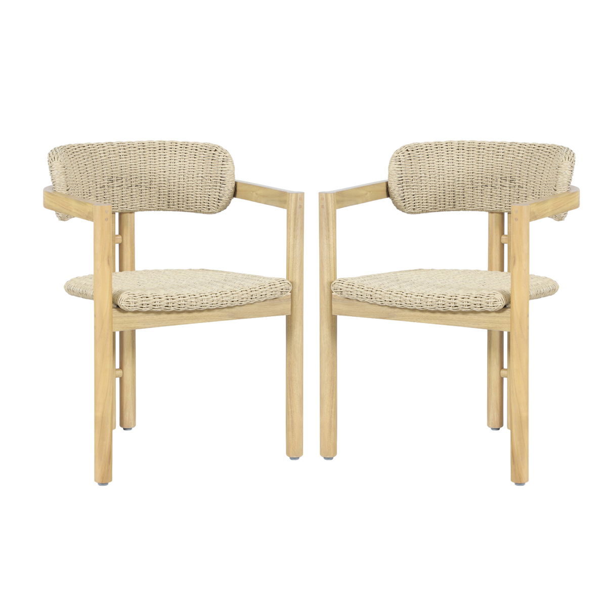 Sedona - Wood And Wicker Patio Dining Chair (Set of 2) - Natural / Brown - Image 3