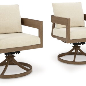 Serene Bay - Swivel Chair With Cushion (Set of 2) - Dark Brown / White