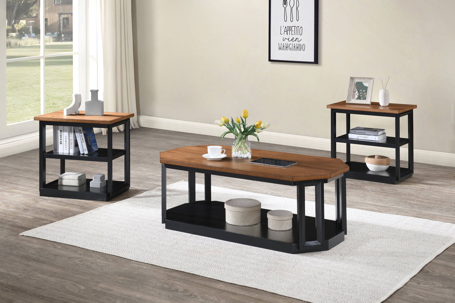 Decker - 3 Piece Occasional Set (1 Coffee & 2 End Tables) - Brown / Black - Image 10