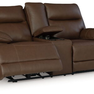 Vonryan - Power Reclining Loveseat With Console / Adj Headrest - Tobacco