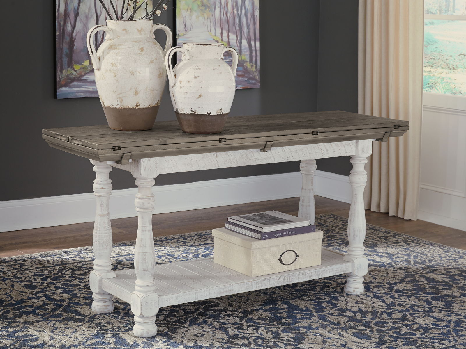 Havalance - Flip Top Sofa Table - Gray / White - Image 7