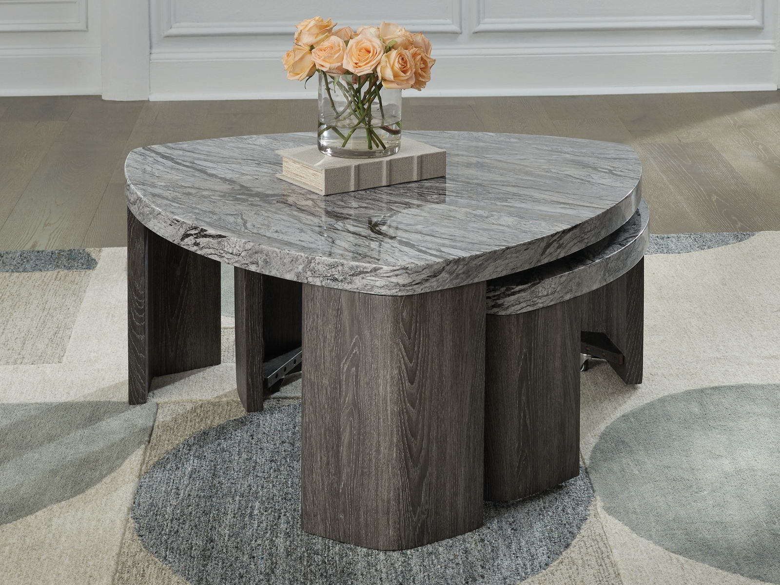 Surmour - Stacked Cocktail Table - Gray / Brown - Image 3