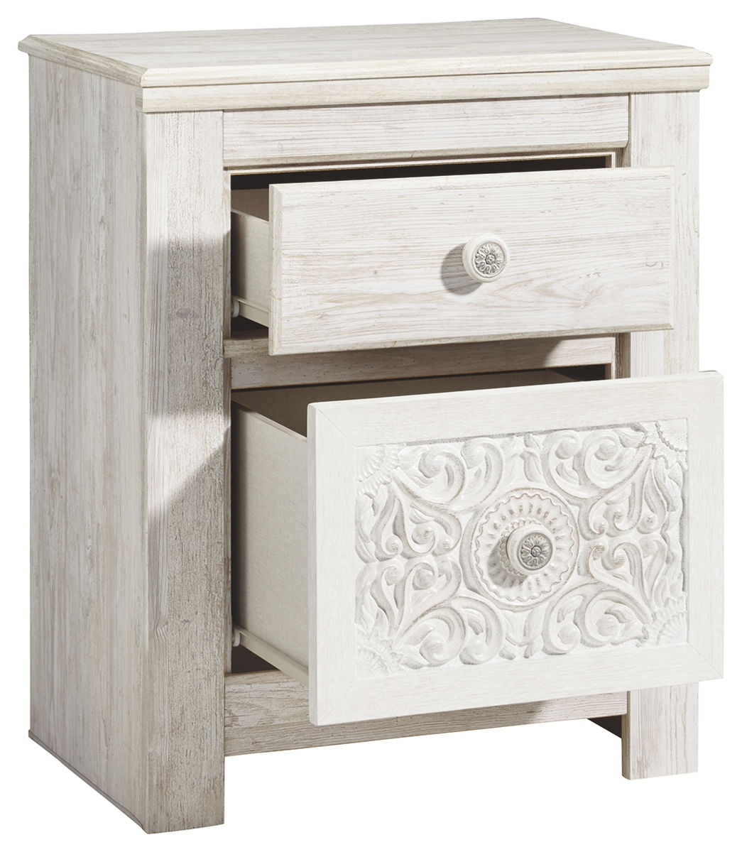 Paxberry - Two Drawer Night Stand - Whitewash - Image 2