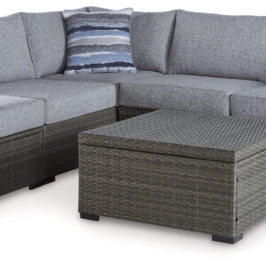 Petal Road - Loveseat Sectional, Ottoman, Table Set (Set of 4) - Gray