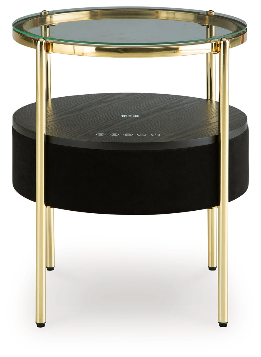 Nedman - Accent Table With Speaker - Black / Gold Finish - Image 3