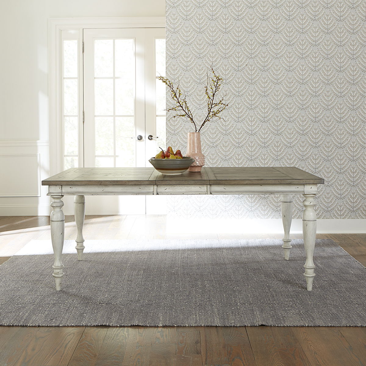 Whitney - Rectangular Leg Table - Antique Linen / Weathered Gray