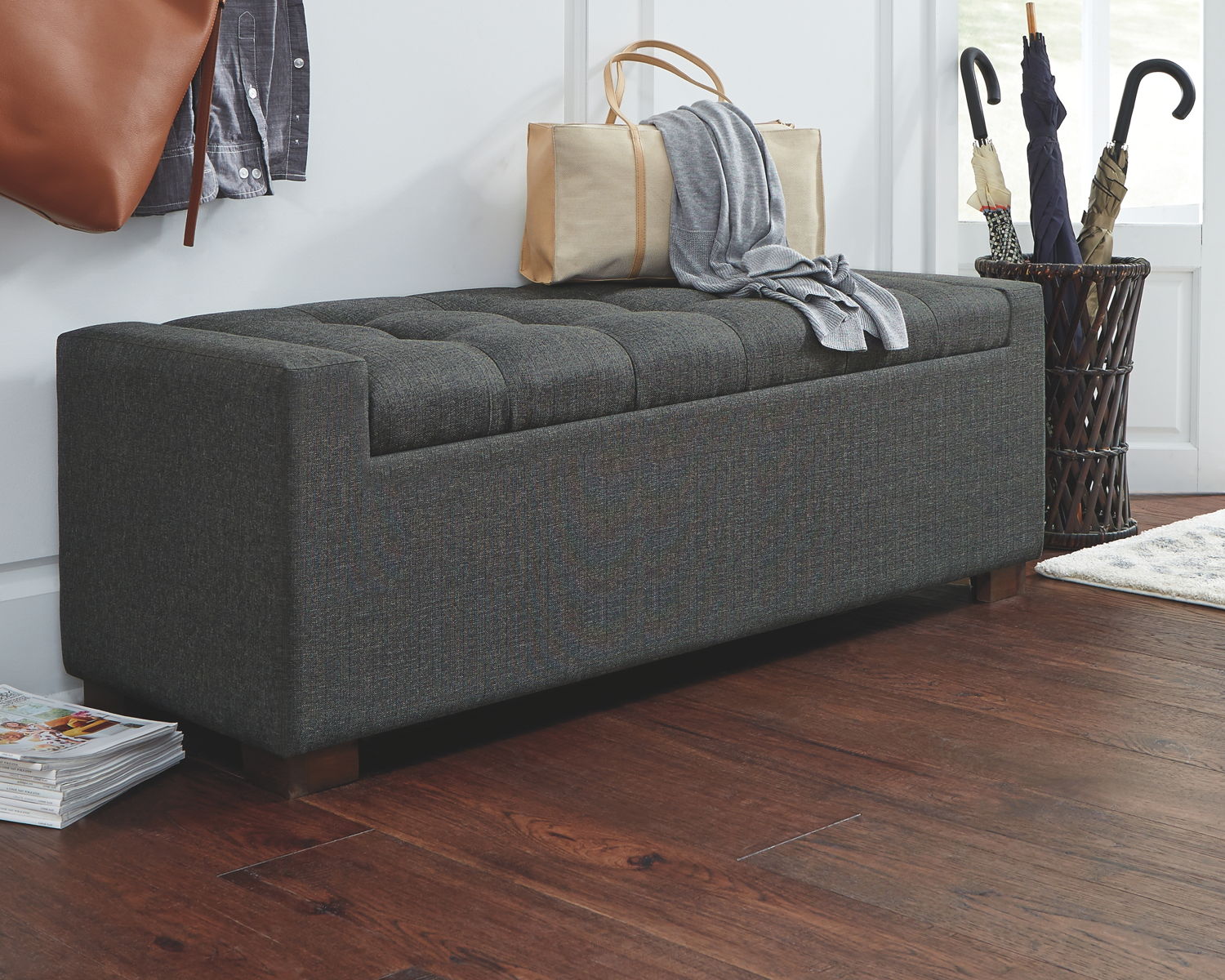 Cortwell - Storage Bench - Gray - Image 2
