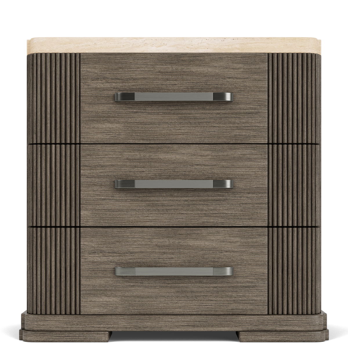 Sariel - Stone Top 3 Drawer Nightstand - Dark Brown