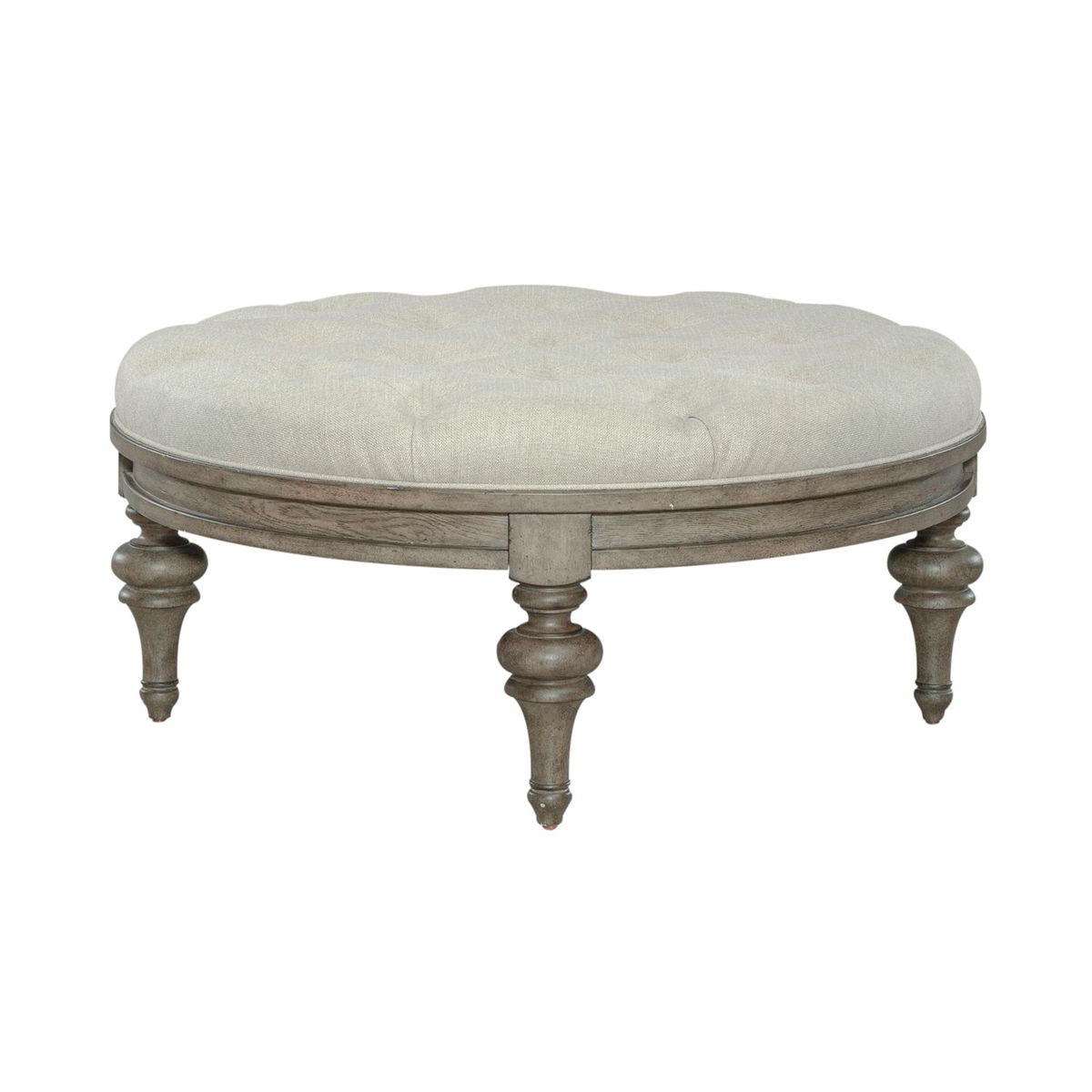 Americana Farmhouse - Round Cocktail Ottoman - Light Brown - Image 3