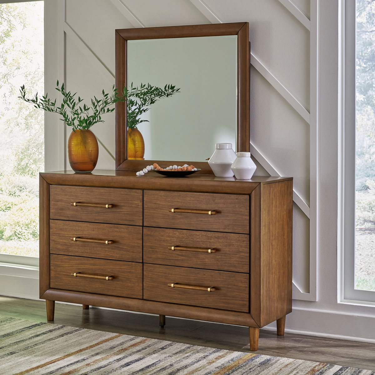 Lyncott - Dresser And Mirror - Brown - Image 4