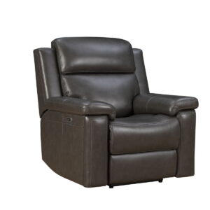 Leon - Power Recliner With Power Headrest, Power Lumbar, Heat And Massage - Smokey Gray
