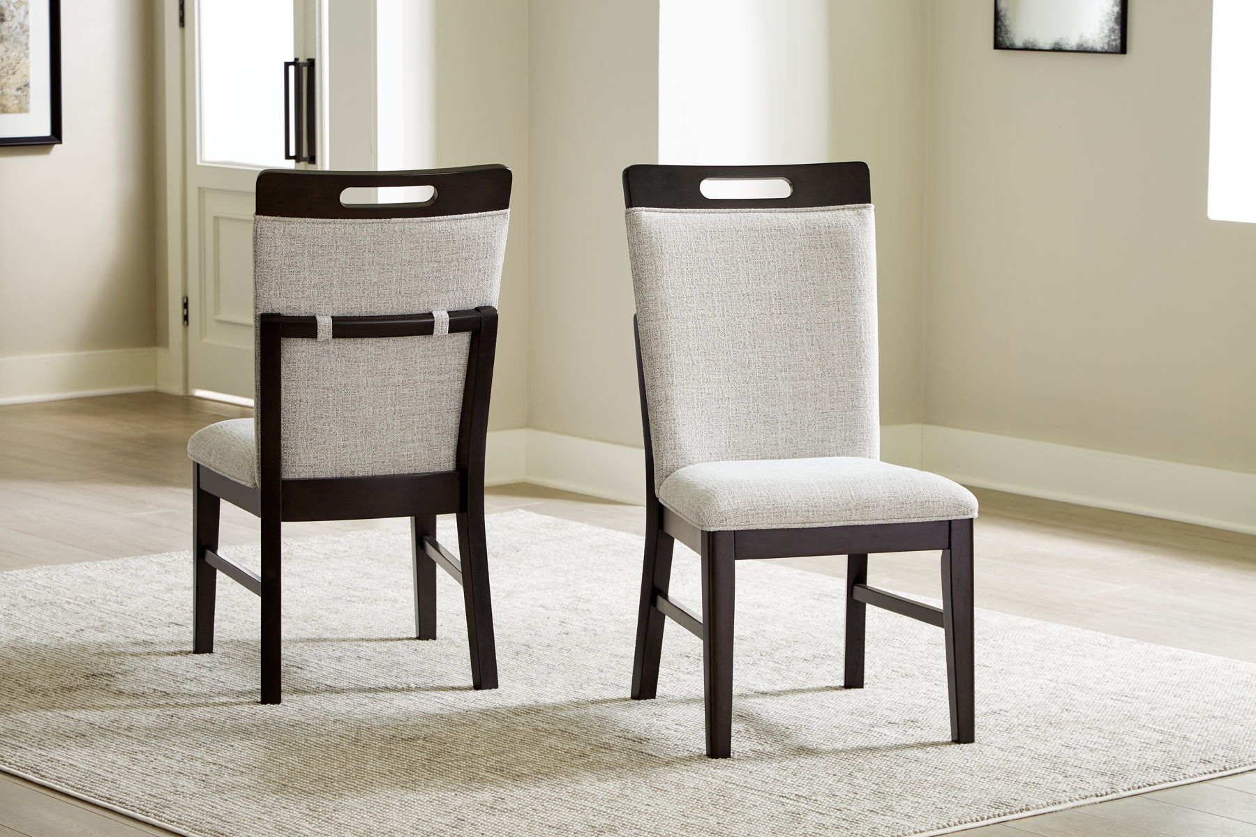 Neymorton - Dining Upholstered Side Chair (Set of 2) - Light Gray / Brown - Image 8