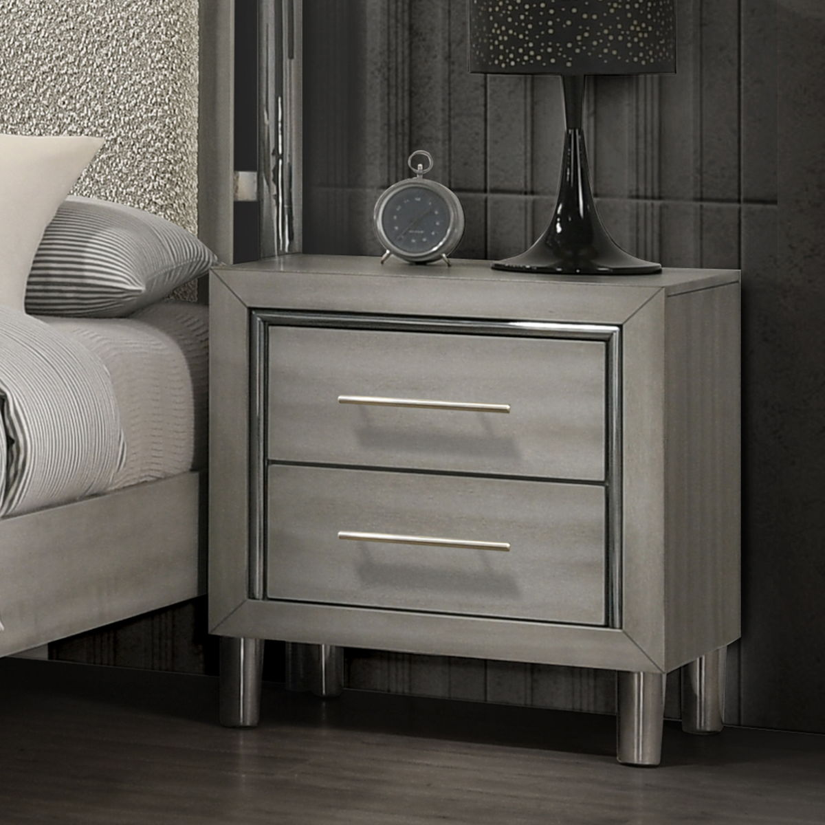 Lennox - 2 Drawer Nightstand - Gray - Image 6