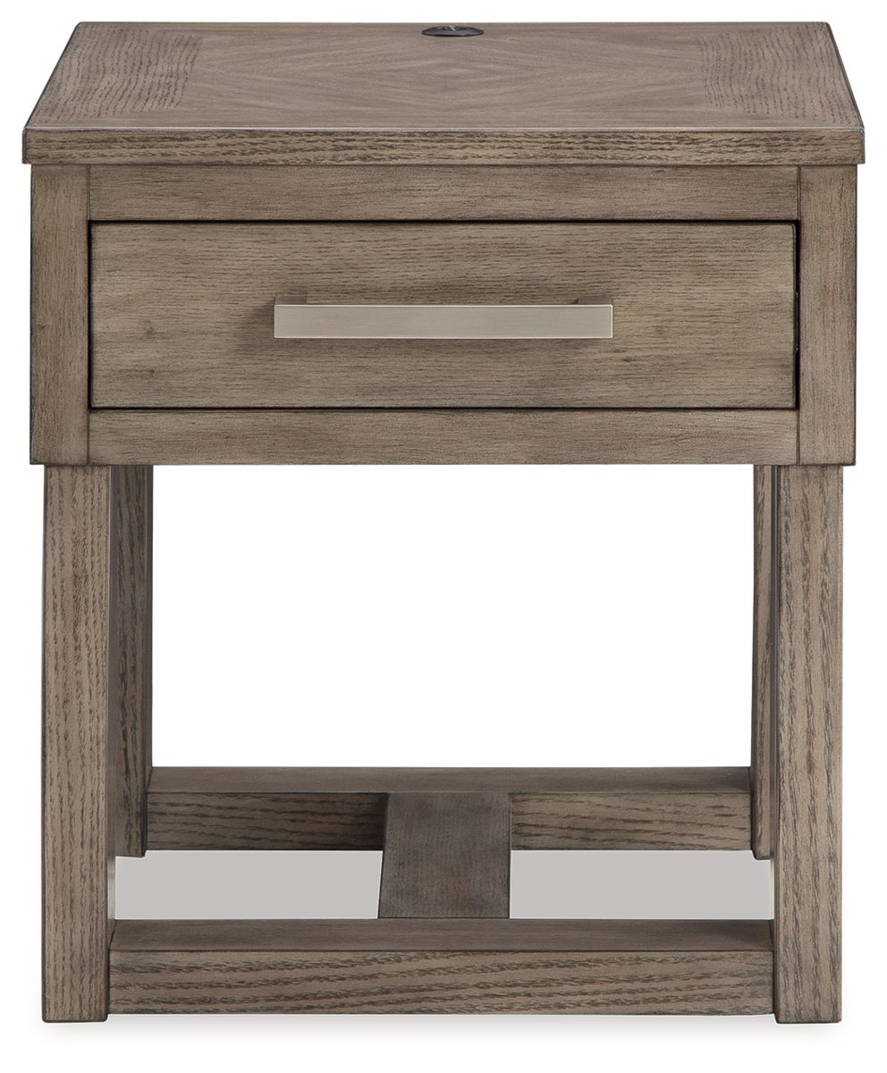Loyaska - Rectangular End Table - Grayish Brown - Image 3